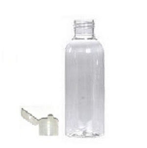 Frasco PET 125 ml transparente tampa flip top natural