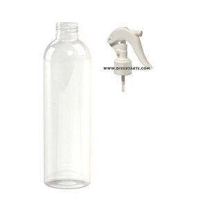 Frasco 250 ml transparente alto com tampa vaporizadora pistola branca