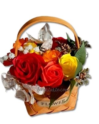 Cesto de Rosas de Sabão Vermelhas