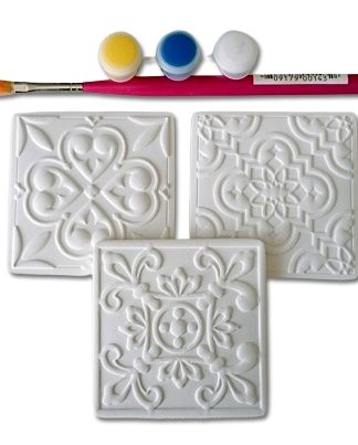 Azulejos 1, 2 e 3 em gesso para pintar