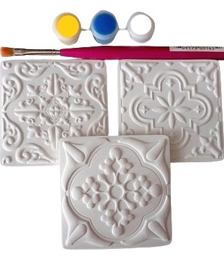 Azulejos 4, 5 e 6 em gesso para pintar