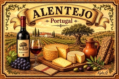 Ímane de frigorifico QUEIJOS E VINHOS ALENTEJANOS - Souvenir